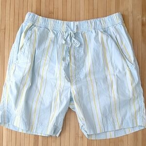 Massive Mens Blue and Yellow Striped 100% Cotton Shorts, Size Medium